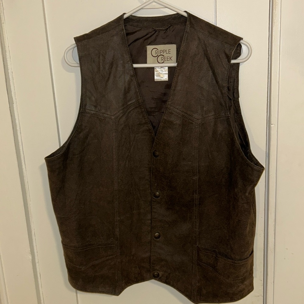 Cripple Creek dark brown leather vest size Medium